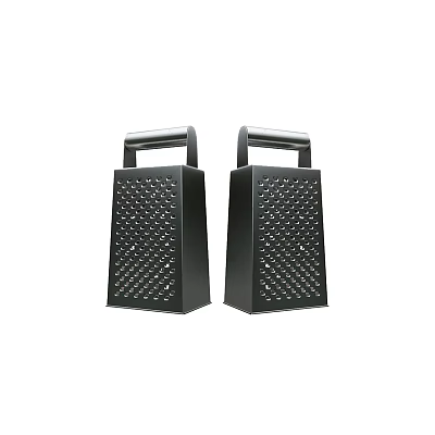 Two Black Kitchen Graters With Sturdy Handles And Sharp Grating Surfaces 3d model