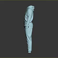Light Blue Hoodie With Drawstring And Matching Pants Comfortable Casual Sportswear Set