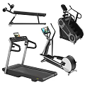 Modern Home Fitness Equipment Collection Featuring Treadmill Elliptical Trainer Exercise Bench And Stair Climber