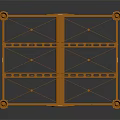 Orange Cubic Metal Frame Structure With Crossed Bars And Support Components 3d model