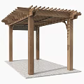 Elegant Wooden Garden Pergola Structure With Natural Wood Posts And Lattice Roof Design