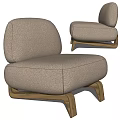 Beige Single Sofa With Textured Fabric And Curved Wooden Legs In Modern Style