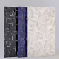 3D Geometric Decorative Wall Panels in Black Blue and White Modern Design
