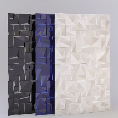 3D Geometric Decorative Wall Panels in Black Blue and White Modern Design 3d model 3D Geometric Decorative Wall Panels in Black Blue and White Modern Design 3d model