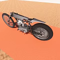 Custom Silver Motorcycle On Red Ground By Sandy Beach With Blue Sky And White Clouds
