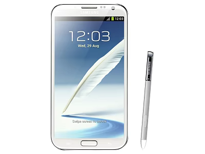Samsung Smartphone With Stylus Pen And Feather Graphic Screen 3d model