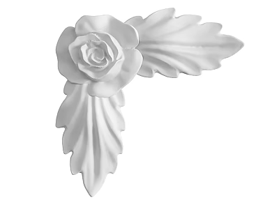 White Decorative Carving with Rose Flower and Leaf Design for Home Decoration Ornament 3d model