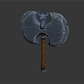 Mythical Battle Axe Weapon With Bat Wing Head And Dragon Ornament Wooden Handle