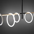 Modern Chandelier Featuring Multiple White Light Rings On Black Metal Frame 3d model