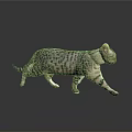 Cat With Purple Black Spotted Stripes Walking On Gray Background With Reflection 3d model
