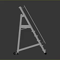 Aluminum Mobile Step Ladder With Sturdy Steps And Lockable Wheels Design 3d model