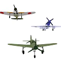 Three Military Fighter Jets With Green Blue And Red Colorful Designs