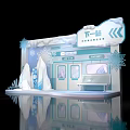 Ice Snow Themed Photo Check in Spot With Snowflakes Ice Mountains And Bench