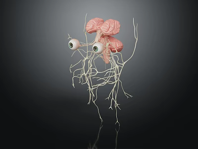 Detailed 3D Rendered Anatomical Structure With Brain Eyes And Networked Nerves 3d model