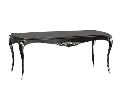 Luxurious Black Dining Table With Decorative Carved Legs And Smooth Glossy Top 3d model