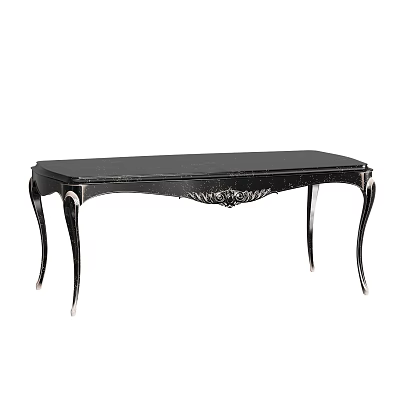 Luxurious Black Dining Table With Decorative Carved Legs And Smooth Glossy Top 3d model