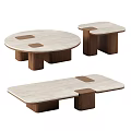 Modern Coffee Tables With Light Colored Marble Top Dark Wooden Legs And Dark Square Patches