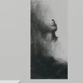 Abstract Monochrome Portrait Painting With Textured Background And Facial Contour Detail