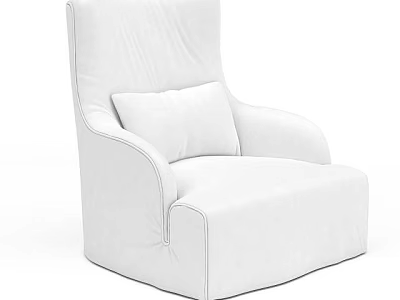 White Modern Design Single Sofa with Comfortable Backrest Armrest and Soft Pillow 3d model