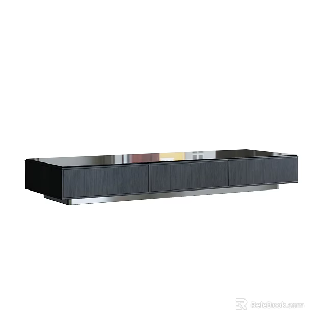 Modern Black TV Stand With Sleek Design And Wooden Cabinet Drawers 3d model 