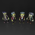 Game Movie Zombie Characters Cartoon Style 3D Models With Different Outfits And Expressions