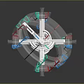 3D Rendered Industrial Mechanical Equipment With Transparent Casing And Colored Internal Components