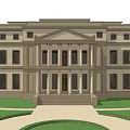 Elegant Classic Detached Villa Featuring Symmetrical Exterior Circular Pool And Columned Pavilion