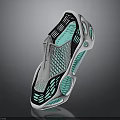 Futuristic Car Design With White Black Body Turquoise LED And Mesh Structure