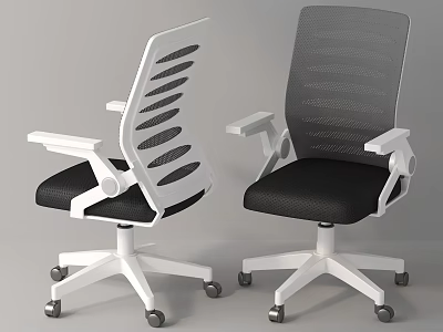 Modern Office Chair With Mesh Back White Frame Black Seat And Wheels 3d model