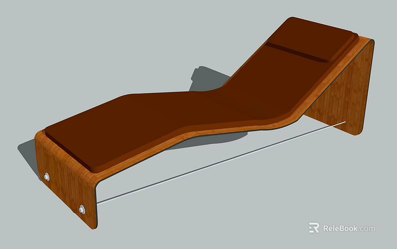 Modern Brown Lounge Chair with Wooden Frame and Curved Sleek Design 3d model 