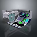 Technical Internal Mechanical Structure With Cylindrical Components Green Indicators And Circuit Boards