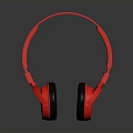 Red Over Ear Headphones With Black Ear Cushions And White Logo