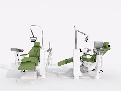 High Quality Green Dental Treatment Chairs With Medical Lights And Control Units 3d model