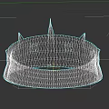 Blue Crown Hat With Spikes And Green Gemstones On Dark Background 3d model