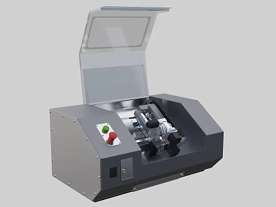 Stainless Steel Industrial Equipment With Transparent Open Lid Control Panel And Rotary Components 3d model