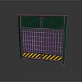 Green Safety Barrier With Grid Structure And Yellow Black Warning Stripes