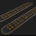 Long Strip Road Facilities With Yellow Square Patterns On Gray Surface