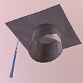 Classic Gray Graduation Cap Featuring Square Top And Blue Tassel 3d model