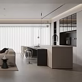 Minimalist Living Dining Room Interior With Sofa Coffee Table Dining Set Pendant Lights And Plant