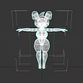 3D Model Character With Yellow Body Big Ears Purple Outfit And Stretched Arms