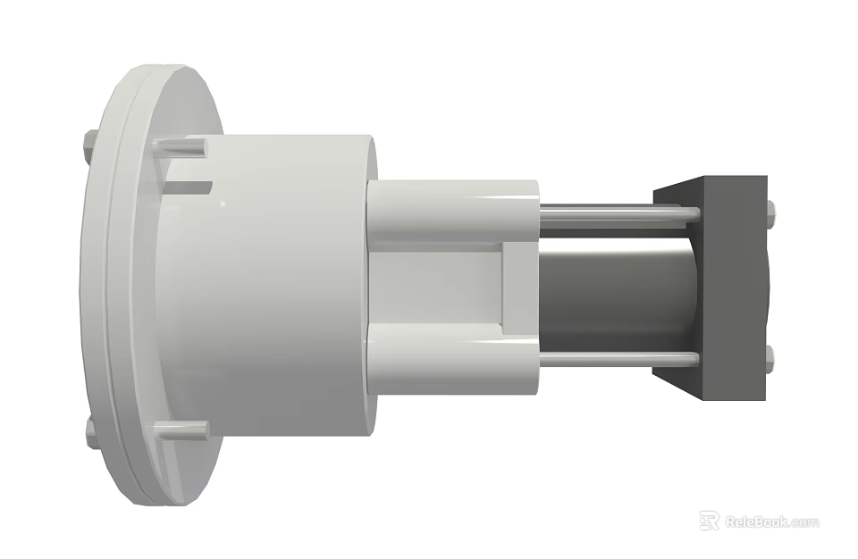 Industrial Equipment Mechanical Component Featuring Flange Cylinder And Metal Rod Design 3d model 