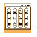 Yellow Display Shelf With Transparent Glass Covers For Displaying Art Cakes And Multiple Layers