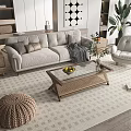 Nordic Sofa Coffee Table Combination 3d model