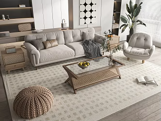 Nordic Sofa Coffee Table Combination 3d model