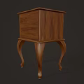 Classic Wooden Nightstand With Two Drawers Golden Handles And Curved Legs