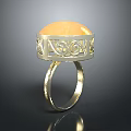 Gold Ring With Round Orange Gemstone And Intricate Filigree Design For Daily Wear