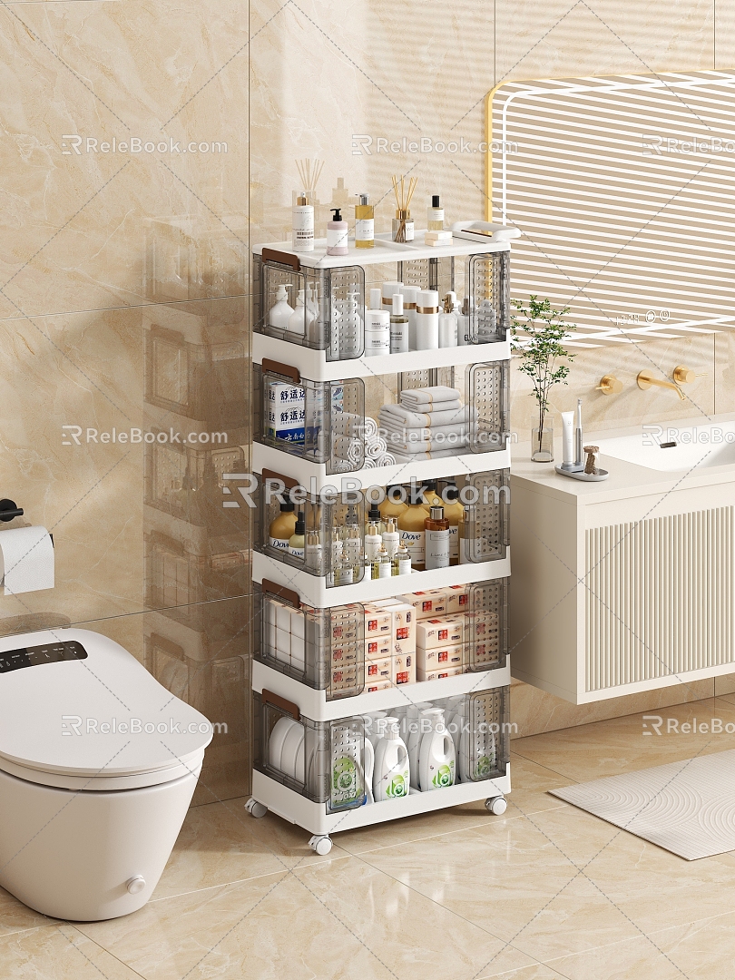 Cream wind bathroom towel laundry detergent cosmetics washbasin toilet 3d model