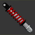 Car Shock Absorber With Red Coil Spring And Black Silver Components