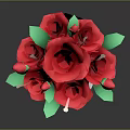Bouquet of Red Roses with Green Leaves in Pink Polka Dot Vase and Red Bow