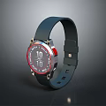 Stylish Smartwatch With Black Silicone Strap Red Silver Dial And Digital